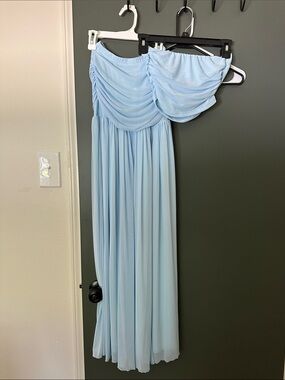 SHEIN Light Blue Ruched Strapless Maxi Skirt